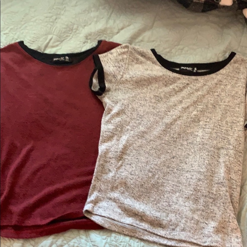 gray and maroon t-shirts from popular basics